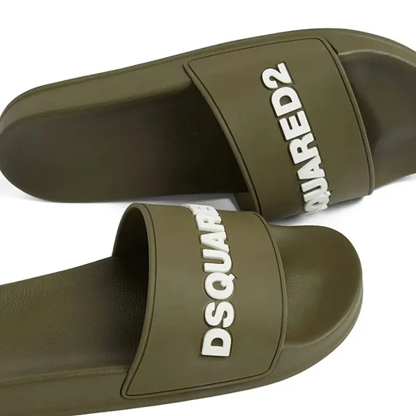 Dép Nam Dsquared2 Embossed-Logo Slides FFM002317205013 Màu Xanh Rêu Size 40