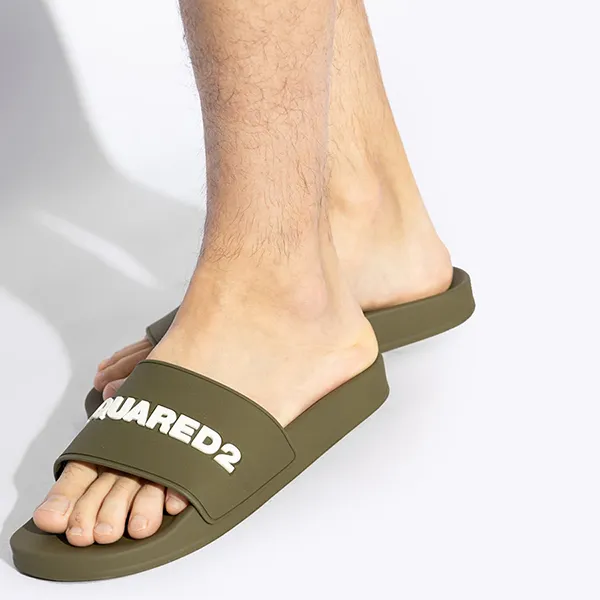 Dép Nam Dsquared2 Embossed-Logo Slides FFM002317205013 Màu Xanh Rêu Size 40