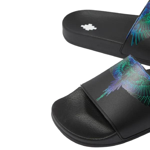 Dép Nam Marcelo Burlon Wings Printed Slides In Rubber 260680 Màu Đen Size 40
