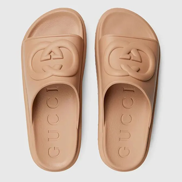 Dép Unisex Gucci GG Slides 44 Màu Nâu Be Size 40