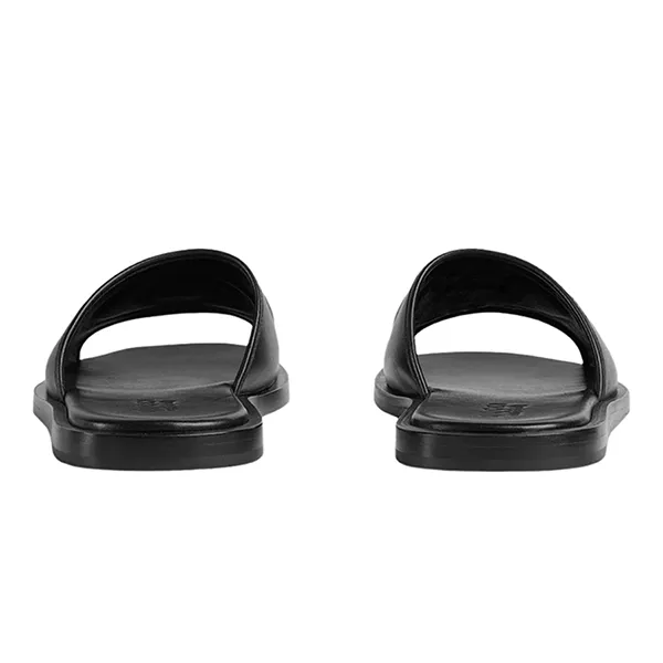 Dép Nữ Gucci Interlocking G Black Leather Slide Sandals Màu Đen Size 39