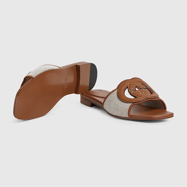 Dép Nữ Gucci Slide Sandal With Interlocking G 835723 FAEA0 9562 Màu Nâu Size 36.5
