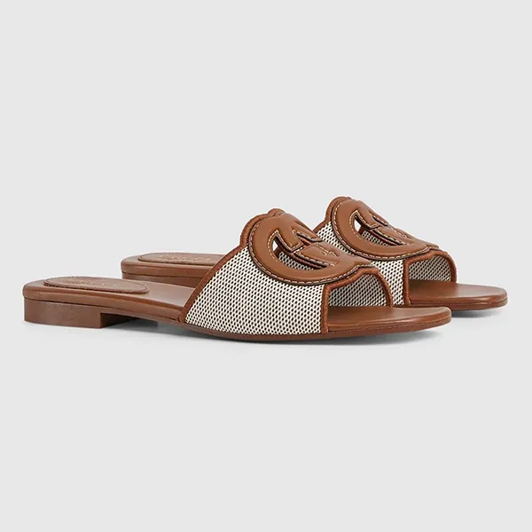 Dép Nữ Gucci Slide Sandal With Interlocking G 835723 FAEA0 9562 Màu Nâu Size 36.5