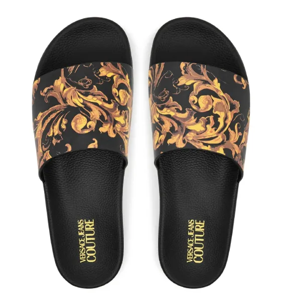 Dép Nam Versace Jeans Couture 79YA3SQ4 ZS365 G89 Màu Đen - Vàng Size 39
