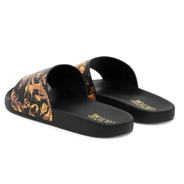 Dép Nam Versace Jeans Couture 79YA3SQ4 ZS365 G89 Màu Đen - Vàng Size 39
