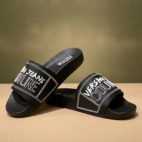 Dép Nam Versace Jeans Couture Logo Slides 79YA3SQ3 ZSC22 G89 Màu Đen Size 39