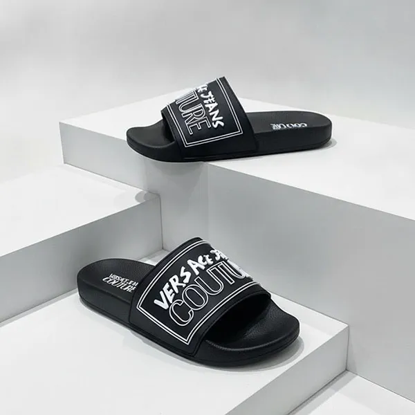 Dép Nam Versace Jeans Couture Logo Slides 79YA3SQ3 ZSC22 G89 Màu Đen Size 39