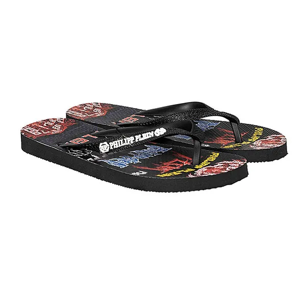Dép Xỏ Ngón Philipp Plein Flip Flops IMPS902 Màu Đen Phối Màu Size 38