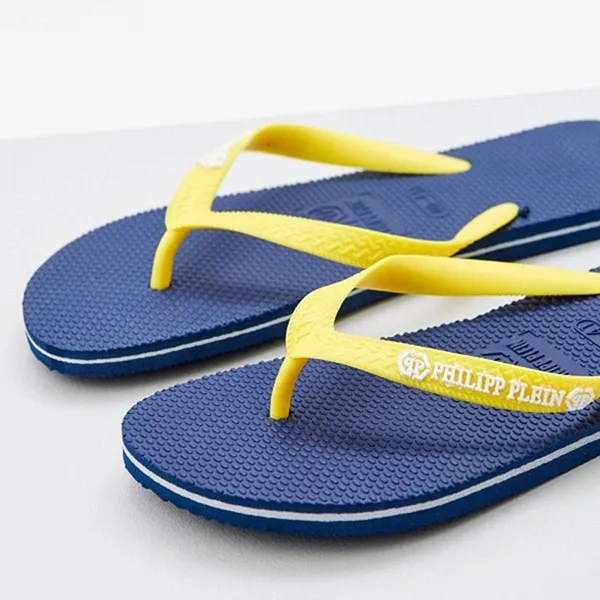 Dép Xỏ Ngón Philipp Plein Flip Flops Màu Xanh/Vàng Size 40