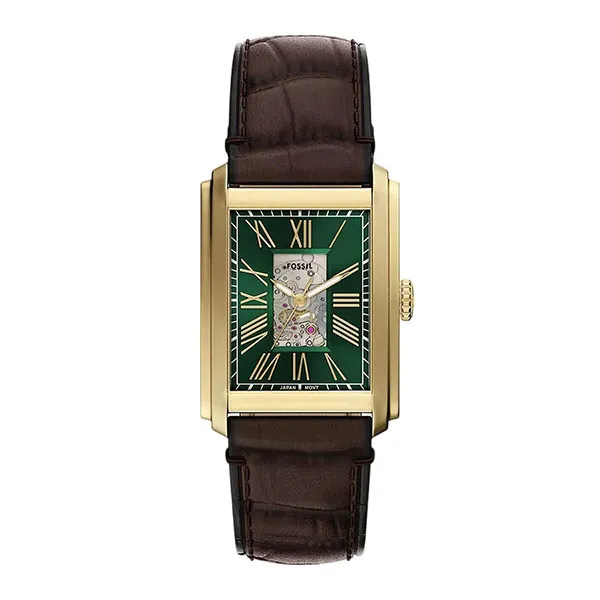 Đồng Hồ Fossil Carraway Automatic Brown Croco Leather Watch ME3271 Màu Vàng Nâu