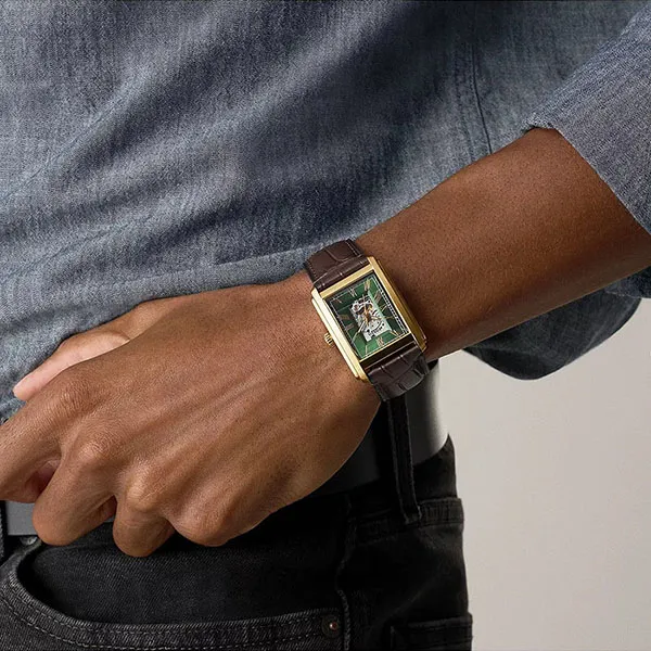 Đồng Hồ Fossil Carraway Automatic Brown Croco Leather Watch ME3271 Màu Vàng Nâu