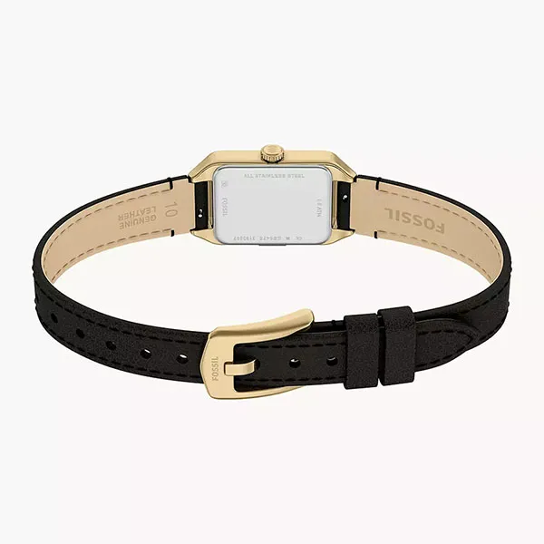 Đồng Hồ Nữ Fossil Raquel Mini Three-Hand Black Leather Watch ES5470 Màu Đen - Vàng