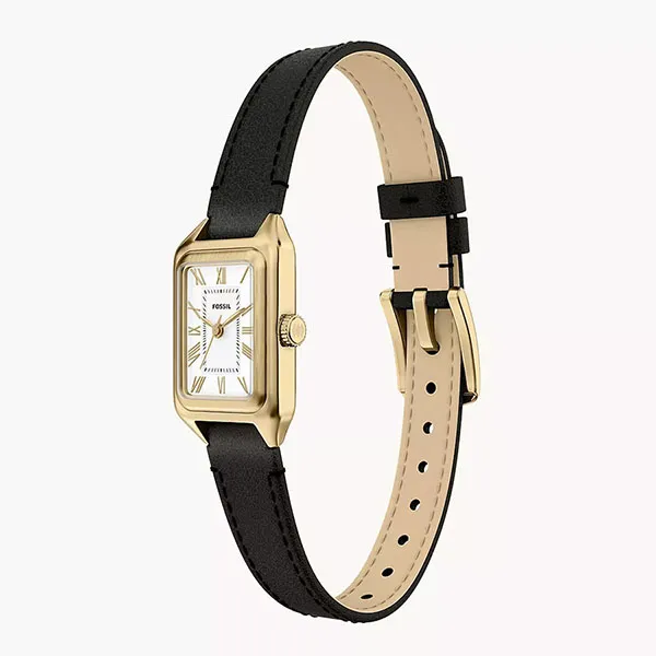 Đồng Hồ Nữ Fossil Raquel Mini Three-Hand Black Leather Watch ES5470 Màu Đen - Vàng