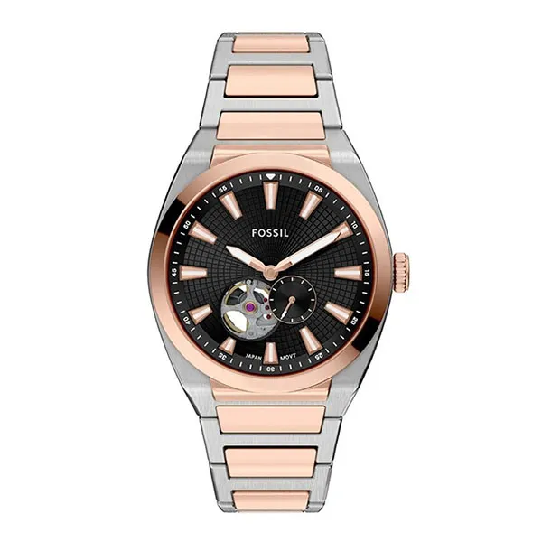 Đồng Hồ Nam Fossil Everett Automatic 42mm ME3277 Màu Đen/ Vàng Hồng