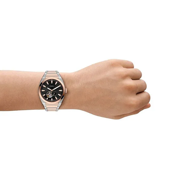 Đồng Hồ Nam Fossil Everett Automatic 42mm ME3277 Màu Đen/ Vàng Hồng