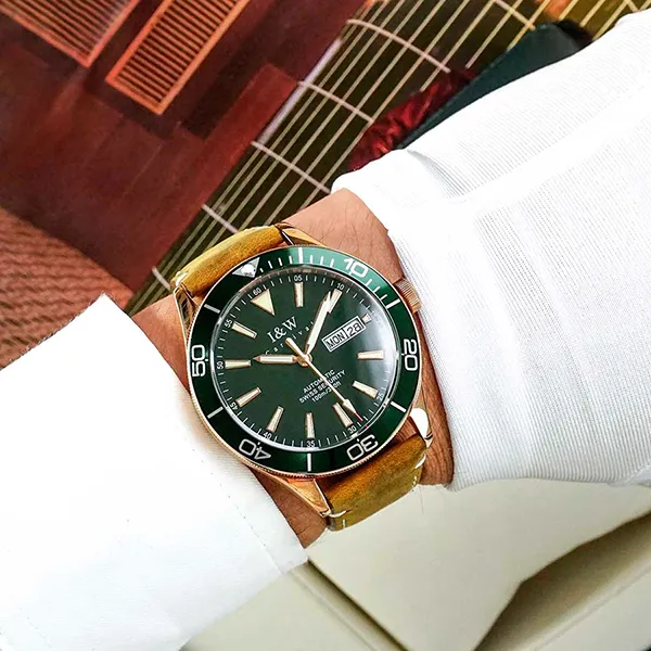 Đồng Hồ Nam I&W Carnival Automatic Watch 533G-D3 Màu Xanh/Nâu