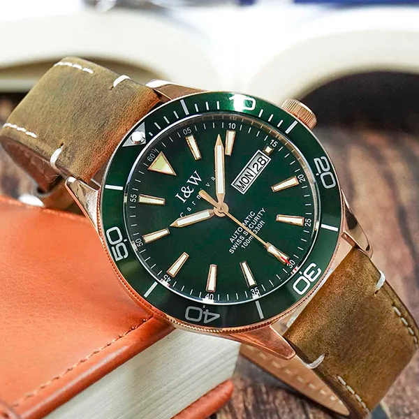 Đồng Hồ Nam I&W Carnival Automatic Watch 533G-D3 Màu Xanh/Nâu