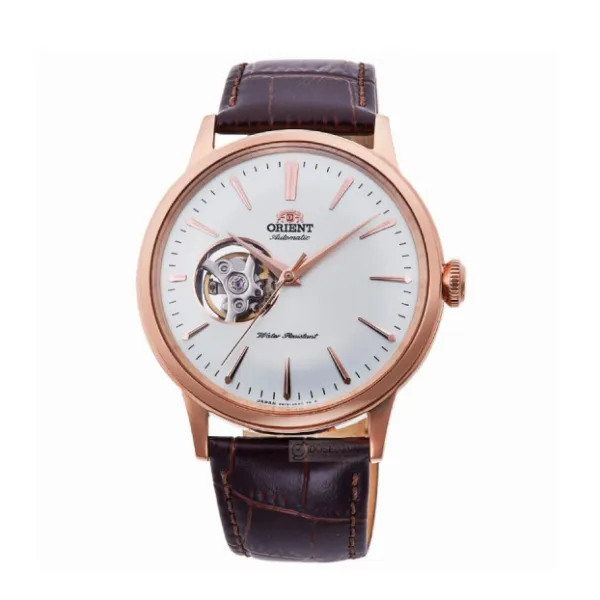 Đồng Hồ Nam Orient Bambino Open Heart RA-AG0001S10B Watch Màu Nâu - Vàng Hồng