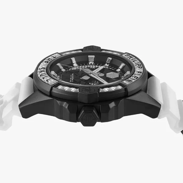 Đồng Hồ Nam Philipp Plein The Kull Carbon Fiber 44mm Màu Đen Trắng