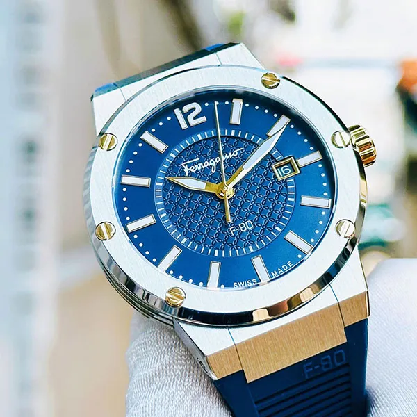 Đồng Hồ Nam Salvatore Ferragamo F-80 Quartz SFHY01122 44mm Màu Xanh Bạc