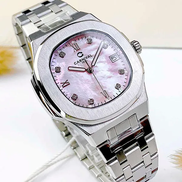 Đồng Hồ Nữ Carnival 8160L-VT-HK Màu Hồng Bạc