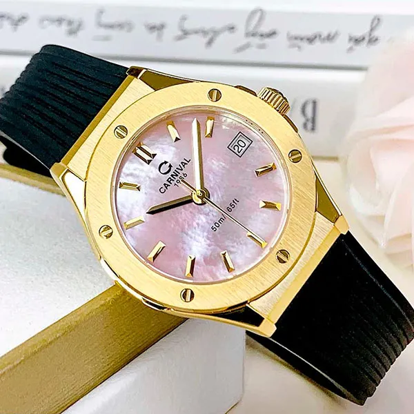 Đồng Hồ Nữ Carnival 8168L-VV-DCS-HK Màu Vàng Đen