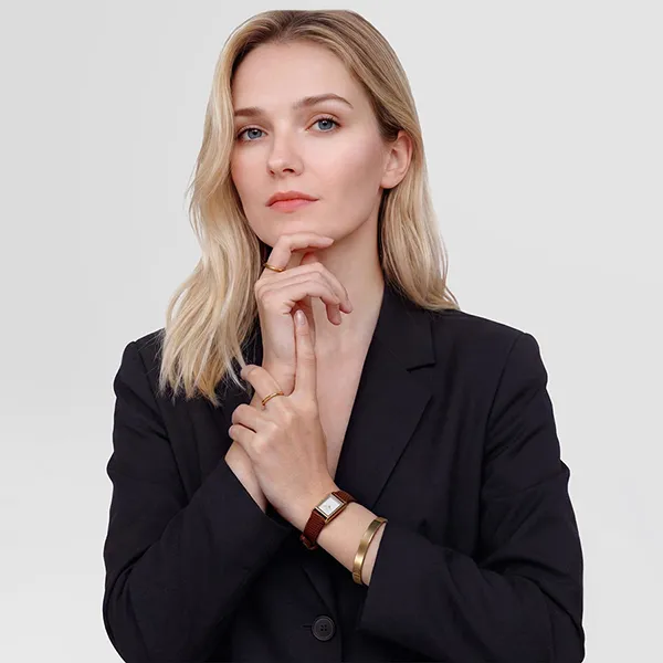 Đồng Hồ Nữ Daniel Wellington Bound Mini Light Brown Lizard Gold DW00100905 Màu Nâu