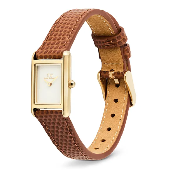 Đồng Hồ Nữ Daniel Wellington Bound Mini Light Brown Lizard Gold DW00100905 Màu Nâu