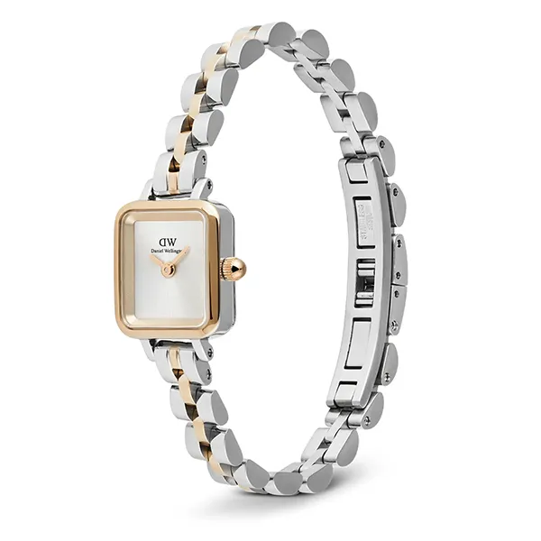 Đồng Hồ Nữ Daniel Wellington Quadro Mini Arch 3-Link Two Tone DW00100926 Màu Bạc Phối Vàng Hồng