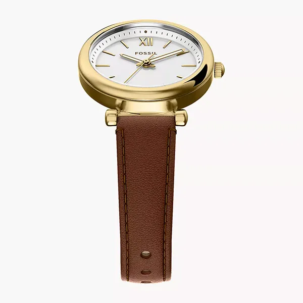 Đồng Hồ Nữ Fossil Carlie Mini Three Hand Brown Leather Watch ES5464 Màu Nâu - Vàng