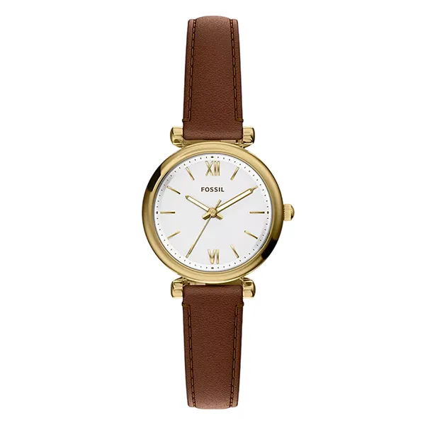 Đồng Hồ Nữ Fossil Carlie Mini Three Hand Brown Leather Watch ES5464 Màu Nâu - Vàng