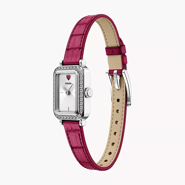 Đồng Hồ Nữ Fossil Raquel Mini Two Hand Pink Leather Watch ES5466 Màu Hồng Bạc