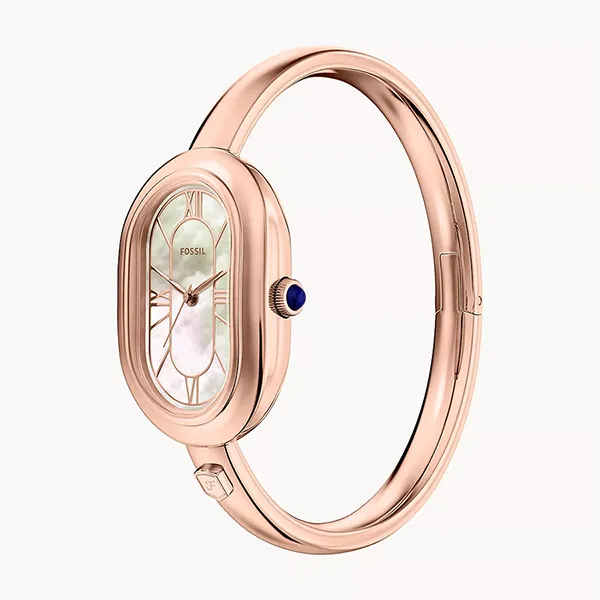 Đồng Hồ Nữ Fossil Sloan Three Hand Rose Gold Tone Stainless Steel Watch Bangle ES5472 Màu Vàng Hồng