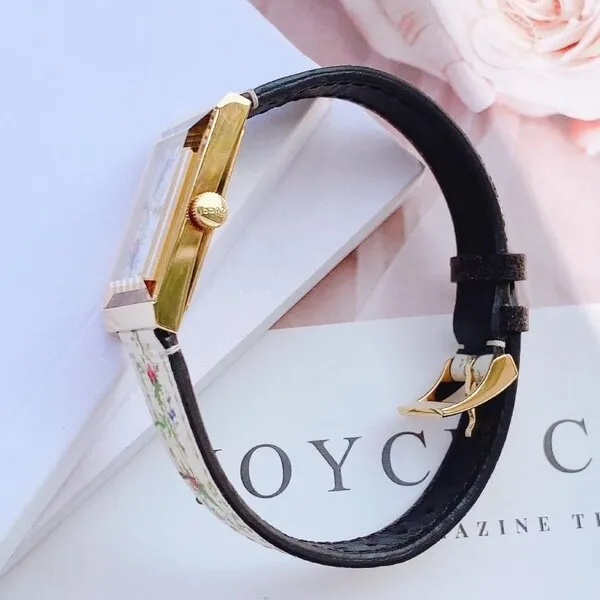 Đồng Hồ Nữ Gucci G-Frame Mother Of Pearl Floral Dial Ladies Watch YA147407 Màu Trắng