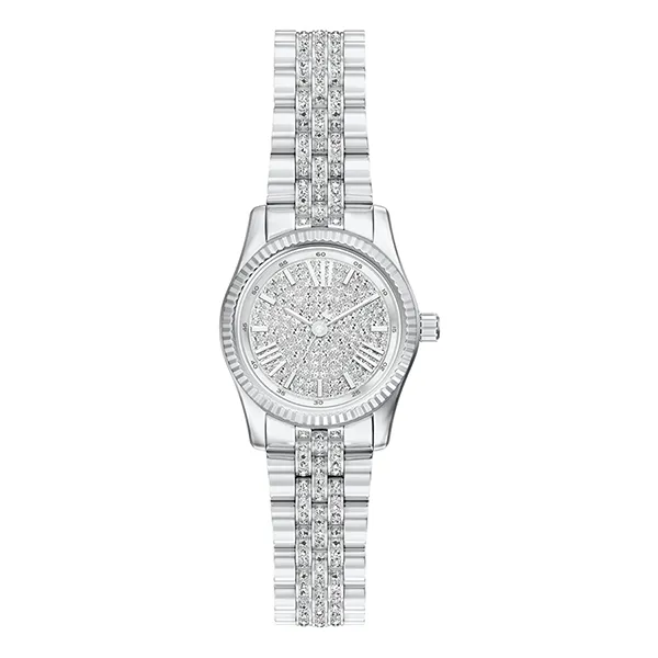 Đồng Hồ Nữ Michael Kors MK Petite Lexington Pavé Silver Tone Watch MK7577 Màu Bạc