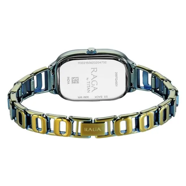 Đồng Hồ Nữ Titan Women's Raga Chic Watch With Metal Strap And Green Dial 2687QM01 Màu Vàng Đen