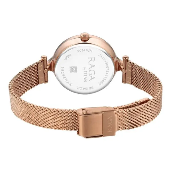 Đồng Hồ Nữ Titan Women's Raga Watch Stainless Steel Strap Pink Dial 95268WM01 Màu Vàng Hồng