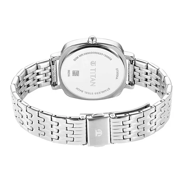 Đồng Hồ Nữ Titan Shaped Case Green Dial Metal Strap Watch 2730SM01 Màu Bạc Xanh