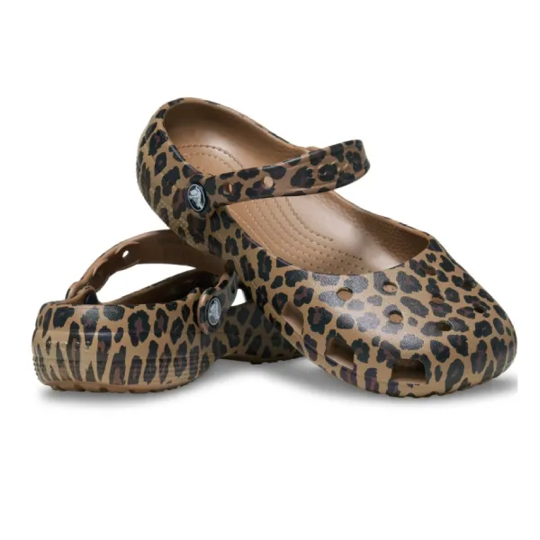 Giày Bệt Nữ Crocs Classic Animal Ballet 212478-2LD Màu Nâu Size 34-35