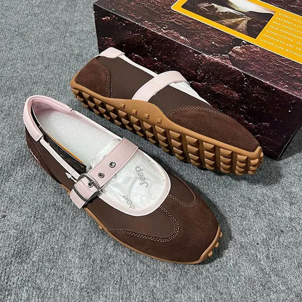Giày Bệt Nữ Jeep Mary Jane Vintage Suede Brown P661W13404 Màu Nâu Hồng Size 35