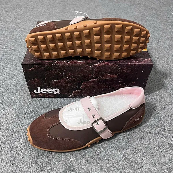 Giày Bệt Nữ Jeep Mary Jane Vintage Suede Brown P661W13404 Màu Nâu Hồng Size 35