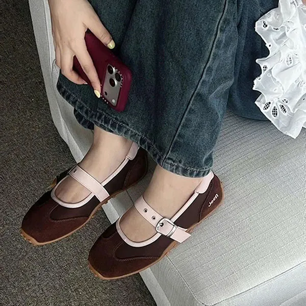 Giày Bệt Nữ Jeep Mary Jane Vintage Suede Brown P661W13404 Màu Nâu Hồng Size 35
