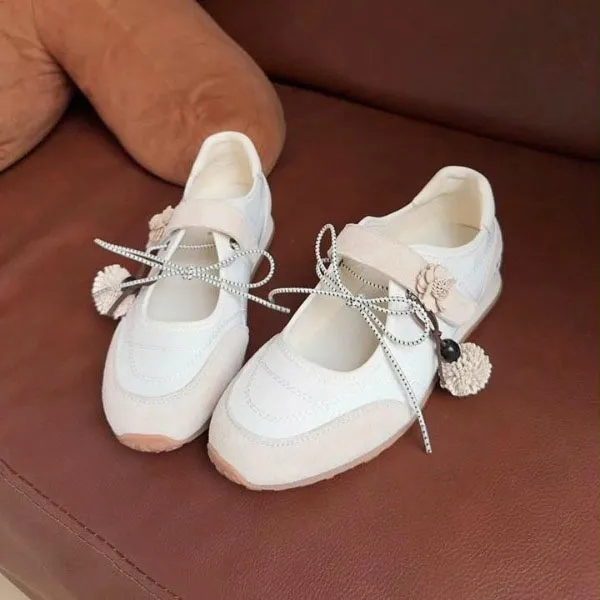 Giày Bệt Nữ Jeep Mary Jane Vintage Suede P661W13346 Màu Trắng Kem Size 36