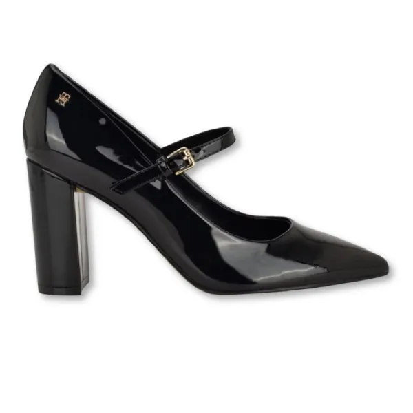 Giày Cao Gót Nữ Tommy Hilfiger Aveniz High Block Heel Mary Jane Pumps Black Màu Đen Size 37.5