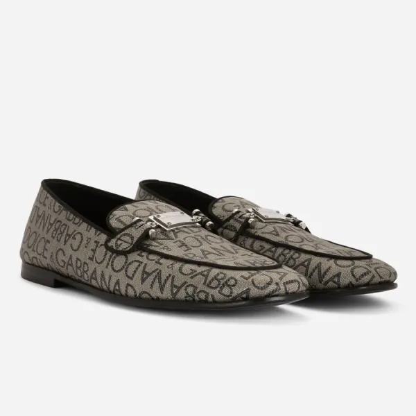 Giày Lười Nam Dolce & Gabbana D&G Jacquard Slippers 'Multicolor' A50516AJ69989875 Màu Be Size 41