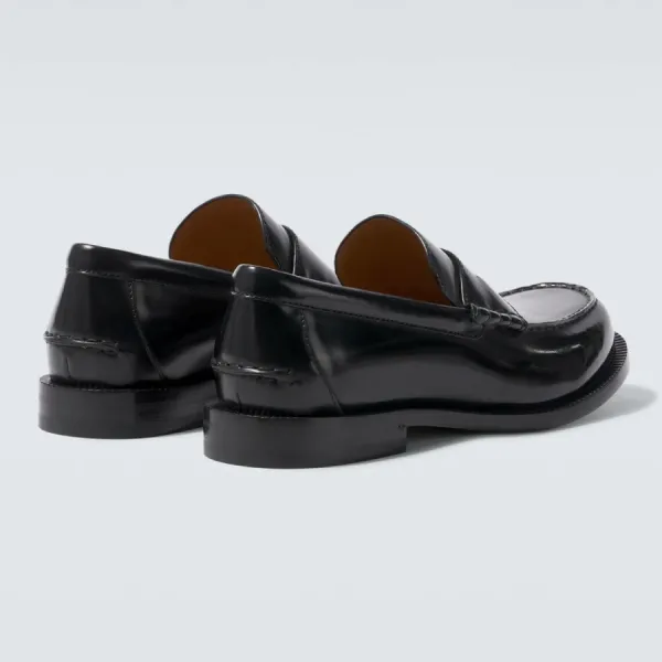 Giày Lười Nam Gucci Leather Penny Loafers Màu Đen Size 40.5