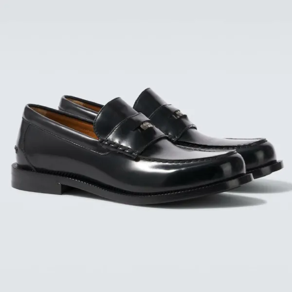 Giày Lười Nam Gucci Leather Penny Loafers Màu Đen Size 40.5