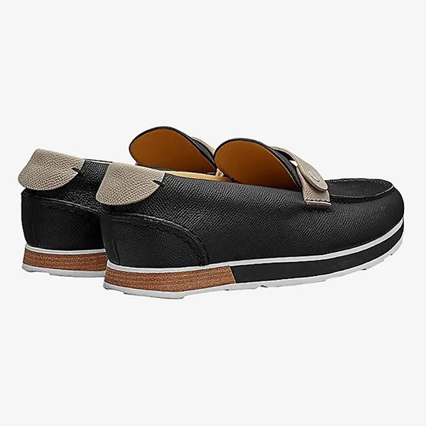 Giày Lười Nam Hermès Black Leather Shoes Màu Đen Size 40