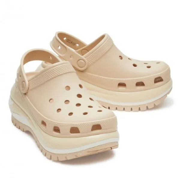 Giày Sục Crocs Mega Crush Clog 207988-2DS Màu Be Kem Size 37-38