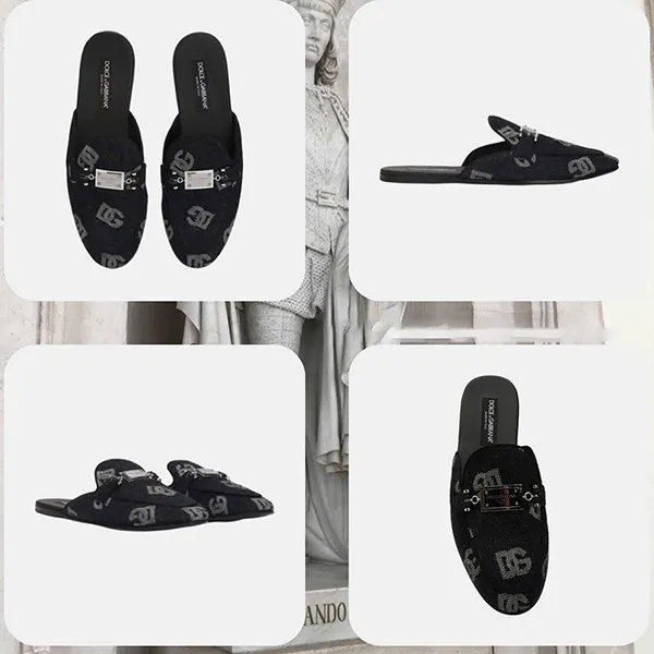 Giày Sục Nam Dolce & Gabbana D&G Denim Nhiều A80311AH43880650 Màu Đen Size 39